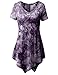 TWINTH Printed Tunic Plus Size Tie Dye Short Sleeve Handkerchief Hem Loose Fit Top Plum 2XL