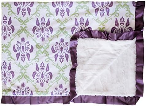 Minky Couture Printed Premium Blanket - Soft, Warm, Cozy, Comfortable, Perfect Gift! (Tween, Paris Sage/Purple)