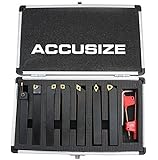 AccusizeTools- 7 Pieces/Set 1/2" Indexable Carbide Turning Tool Set in Fitted Box, #2387-2004