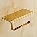 AUSWIND Antique Gold Polished Toilet Paper Holder with Phone Display Holder Cover Stainless Steel Wall Mounted Bathroom Accessory (Gold)