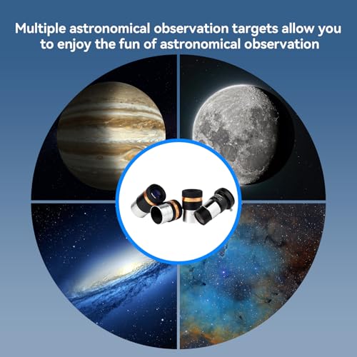 Svbony Eyepiece Set with 2X Barlow Lens, Telescope Eyepiece 62° Wide Angle 4mm 10mm 23mm and Metallic Barlow, 1.25 Inch FMC Lens for Planetary and Lunar Galaxy Observations