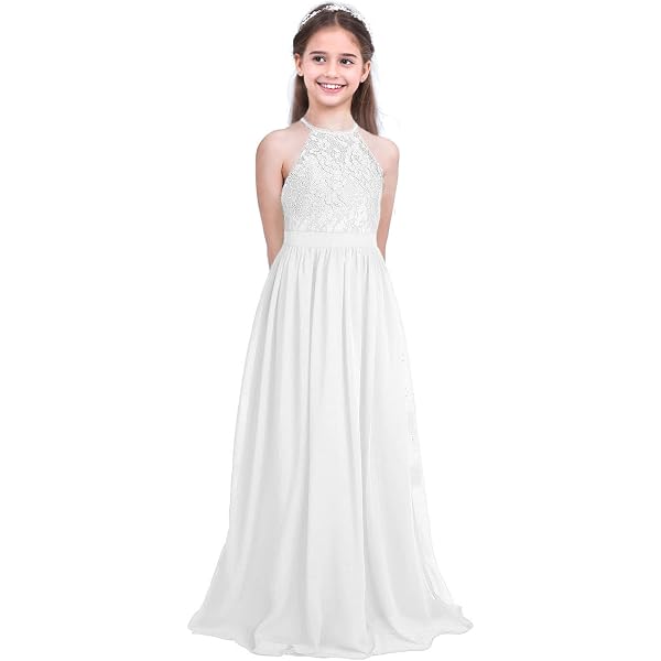 Girl's Chiffon Flower Girl Dress - Sleeveless Pageant Party Wedding Long Gown (Sizes 4-14)