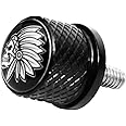 Black Stainless Knurled Fender Seat Bolt Screw 1/4"-20 Thread Compatible with Harley Sportster Touring Softail Dyna CVO Electra Glide Street Glide 1996-2020- Indian Skeleton