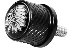 GUAIMI Black Stainless Knurled Fender Seat Bolt Screw 1/4"-20 Thread Compatible with Harley Sportster Touring Softail Dyna CVO Electra Glide Street Glide 1996-2020- Indian Skeleton