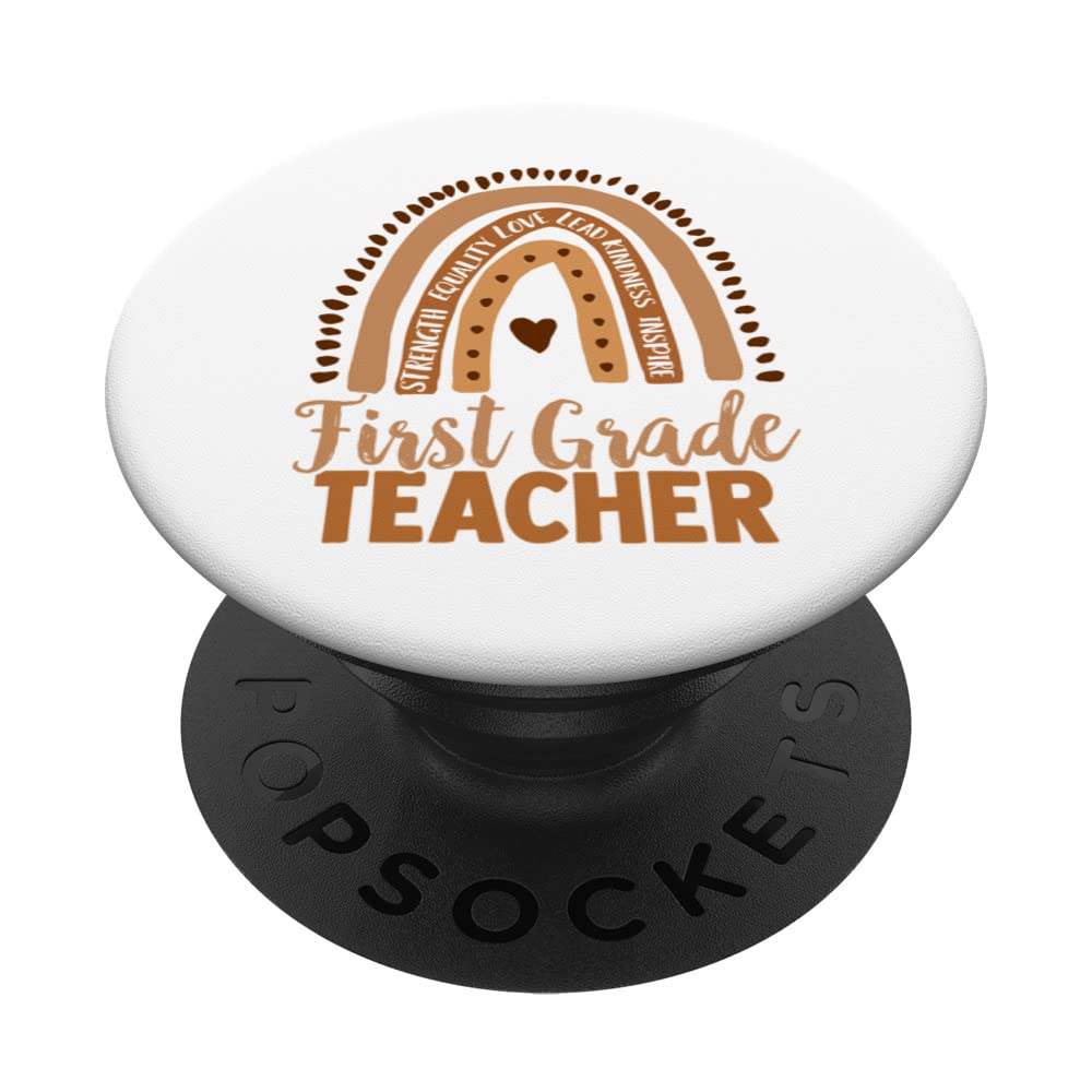 First Grade Teacher, Rainbow Educator, Inspirational Words PopSockets Swappable PopGrip