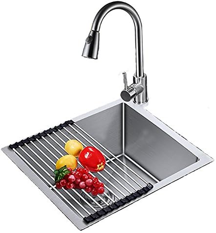 Kitchen Over the Sink Multipurpose Roll-Up Dish Drying Rack Stainless Steel Foldable Black