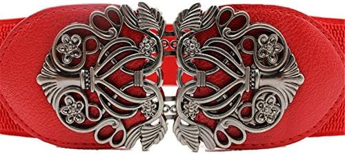 Sinineflower New Fashion Accessories Alloy Flower Vintage Leather Belt Belt Straps For Women (as the picture show, Red)