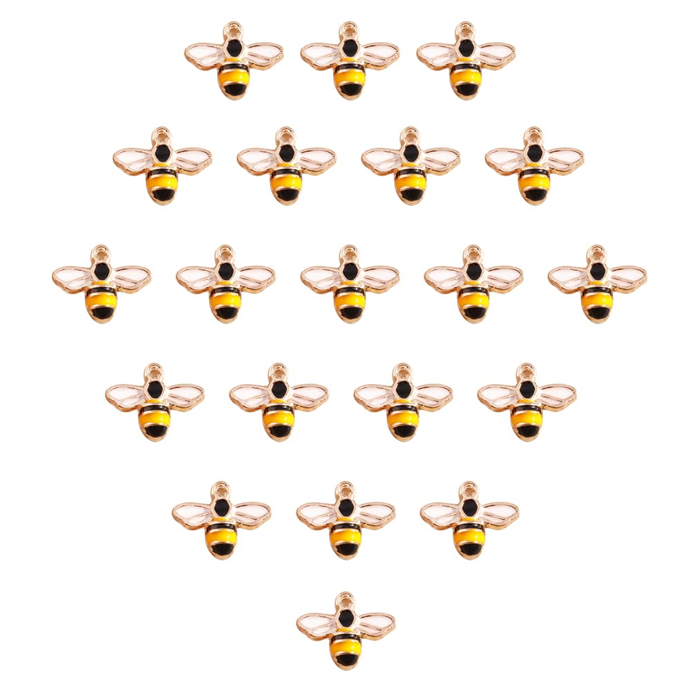 ZhanshuidefaQ 20 Pcs Cute Bee Charms Enamel Alloy Bee pendant charms for Jewellery Making DIY Necklace Bracelet Earrings Jewelry Handmade Crafts Accessories