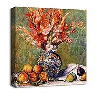Canvas Wall Art Vase of Flowers by Pierre-Auguste Renoir Canvas Prints Home Artwork Decoration for Living Room,Bedroom - 12x12 inches