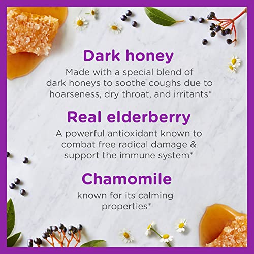 ZARBEE’S CHILDREN’S NIGHTTIME HONEY COUGH SYRUP + IMMUNE FOR KIDS 2+, COUGH SYRUP WITH SOOTHING DARK HONEY, REAL ELDERBERRY, VITAMIN D & ZINC, & CHAMOMILE, DRUG-FREE, MIXED BERRY, 4 FL. OZ