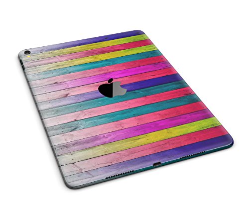 Wood Pattern Design Skinz Premium Full-Body Cover Wrap Decal Skin Kit for the Apple iPad Pro 12.9-inch 2nd generation - (A1670/A1671) - Vibrant Neon Colored Wood Strips