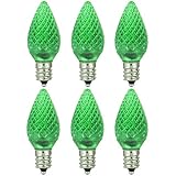 Sunlite 80701-SU C7/3LED/0.4W/C/G/6PK LED Candelabra Based C7 Lamp, Green, 6-Pack