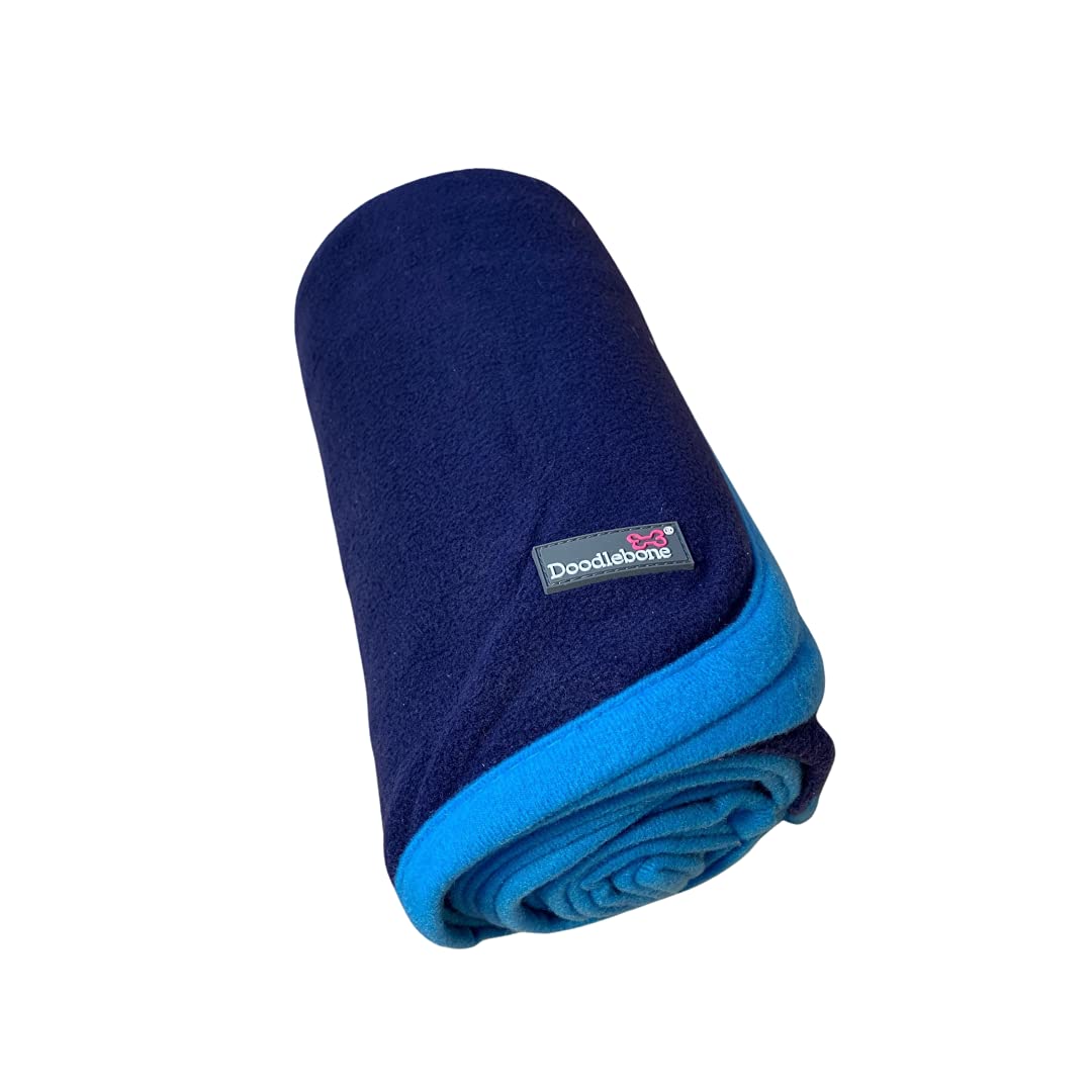 Doodlebone Supersoft Fleece Dog Blanket (Navy Cyan Mix)