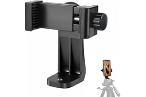 Phone Tripod Mount Adapter/Universal Tripod Cell Phone Holder, Fits Any Smartphone, 1/4" Standard Screw, Rotating Vertical an
