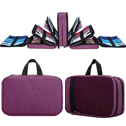 PACMAXI 84 Watch Bands Storage Carrying Case Compatible with Watches, Expandable Watch Band Holder Stores 84 Straps Fit for Most Sizes of Watch Straps, Organizer for Watch Bands, Bag Only (Purple)