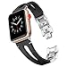 Secbolt 42mm/44mm/45mm Leather Bands Compatible with iWatch Band Series 9/8/7 45mm, 4/5/6 44mm, Series 3/2/1 42mm, Handmade Vintage Leather Bracelet, Hollowed Black