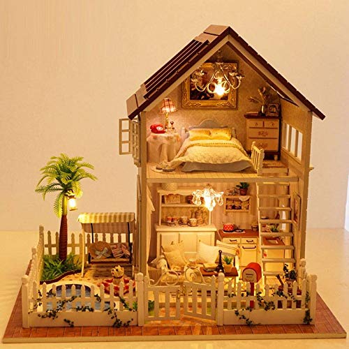 Rylai 3D Puzzles Miniature Dollhouse DIY Kit Light Paris Apartment