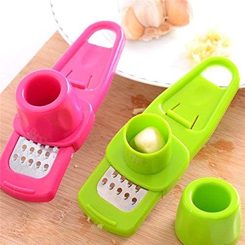 Navisha Plastic, Stainless Steel Multi Functional Ginger, Garlic Grinding Grater Planer Slicer Mini Cutter Cooking Tool, Multicolour