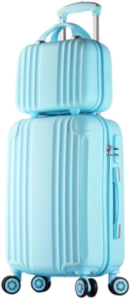Womens ABS Spinner Luggage Candy Color Hardside Rolling Zipper Suitcase - 20 Inch Blue