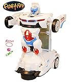 FUNTIVO Bump-N-Go Transforming Robot Car Toy with 3D Lights and Sounds, Battery Operated