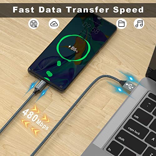 GIANAC USB C Cable, [2 Pack 1m] 3.1A Charging Cable USB C Nylon Fast Charging and Sync Cable USB C for Samsung S10/S9/S8te 10te 9, Huawei P30/P20/Mate 20, Sony Xperia