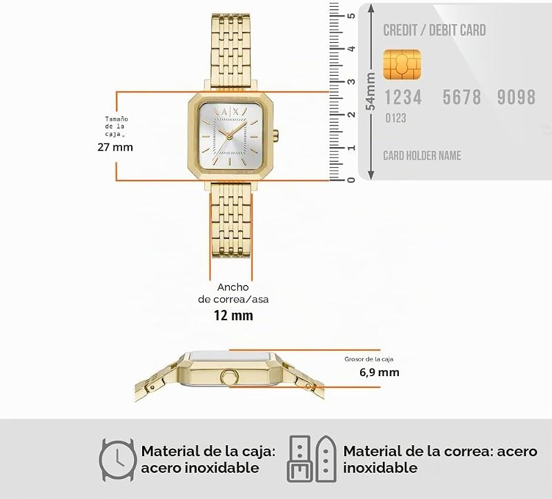 Orologio da Donna, Quarzo Movimento a tre lancette e cassa da 27 mm con cinturino in Acciaio inossidabile