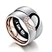 Valentine's Day Gift,6mm Heart Matching Couple Rings for him and her Stainless Steel Wedding Engagement Bands Sets Promise Rings for Couples, Engraved I Love You with Box Chain Anniversary Birthday