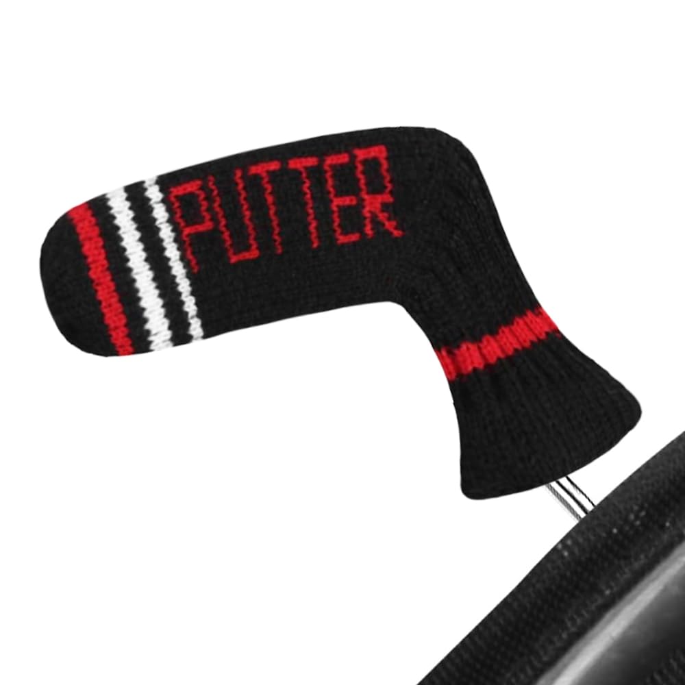 Black Warning Golf Blade Putter Cover,1 Piece in Pack, Double Layers knit, Fits Blade Putters, Cute and Soft Acrylic Fabric