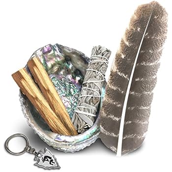 JL Local Smudge Kit - White Sage, Palo Santo, Abalone Shell, Smudging Feather, Kokopelli Keychain! Healing, Purifying, Meditating & Incense (Essentials)
