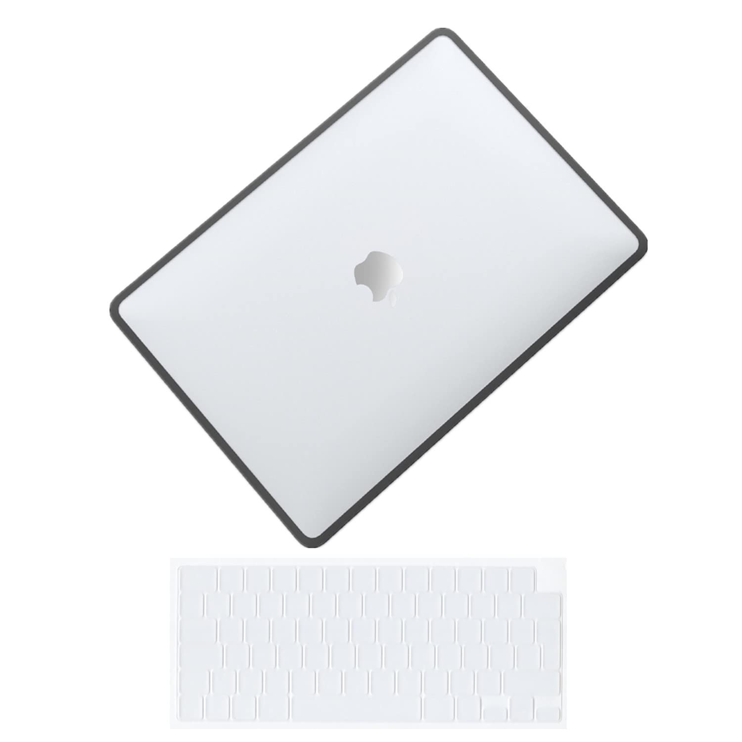 Se7enline Compatible with MacBook Pro Case 16 inch 2021 2022 2024 2023 M4 M3 M2 M1 A2485 A2779 A2991 A3403 TPU+PC Anti-Fingerprint Hard Shell Case with Keyboard Cover(EU Layout), Transparent&Black