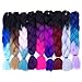 24Inch 5packs Braiding Hair Crochet Braids Synthetic Hair Extensions (Black-Purple-Blue Violet)