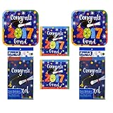 Graduation Party Kit 2017 Plates, Napkins,Tablecloth Graduation Supplies Serves 28 Blue Multi