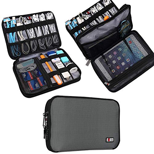 image for BUBM Double Layer Electronic Accessories Organizer, Travel Gear Bag fo