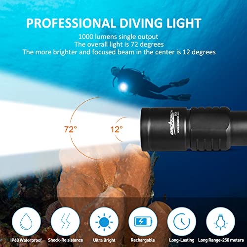 ORCATORCH D520 Scuba Dive Light 1000 Lumens Waterproof Diving Torch