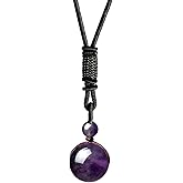 Crystal Necklaces for Women Men, Tigers Eye Amethyst Obsidian Pendant for Protection, Crystals and Healing Stones Necklace Jewelry for Spiritual