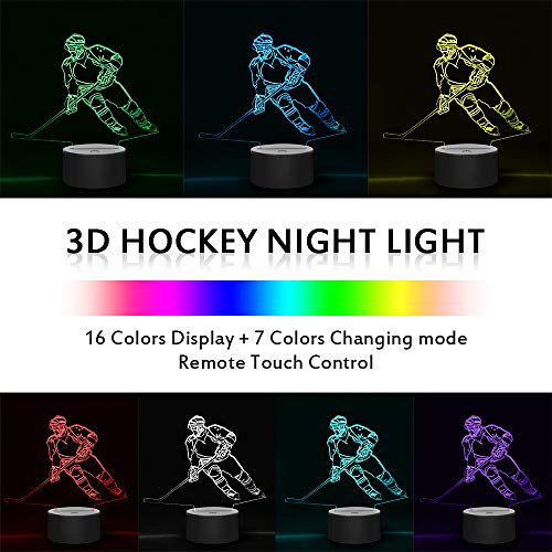 Night Lights for Kids Dinosaur Hockey Unicorn 3D Night Light Lamp 4 in 1 16 LED Colors Changing Remote Touch Desk Lamps Decorative Lighting Toys Gifts Birthday Holiday Xmas for Baby Nursery Toddler