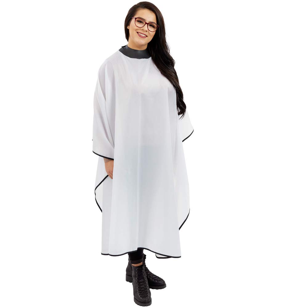 NeoCape Unigown PTFE Coated Hairdressing Gown - Premium Barber Cape with built-in Neoprene HairStop Collar (White)