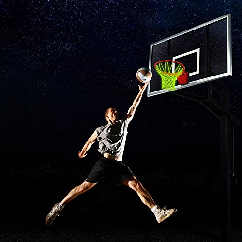 Bomach 2 Pack Basketball Net Glow In The Dark Basketball Hoop Net Professional Heavy Duty Indoor or Outdoor Basketball Sports Luminous Rim Net Replacement Fits All-Weather(White and Green)