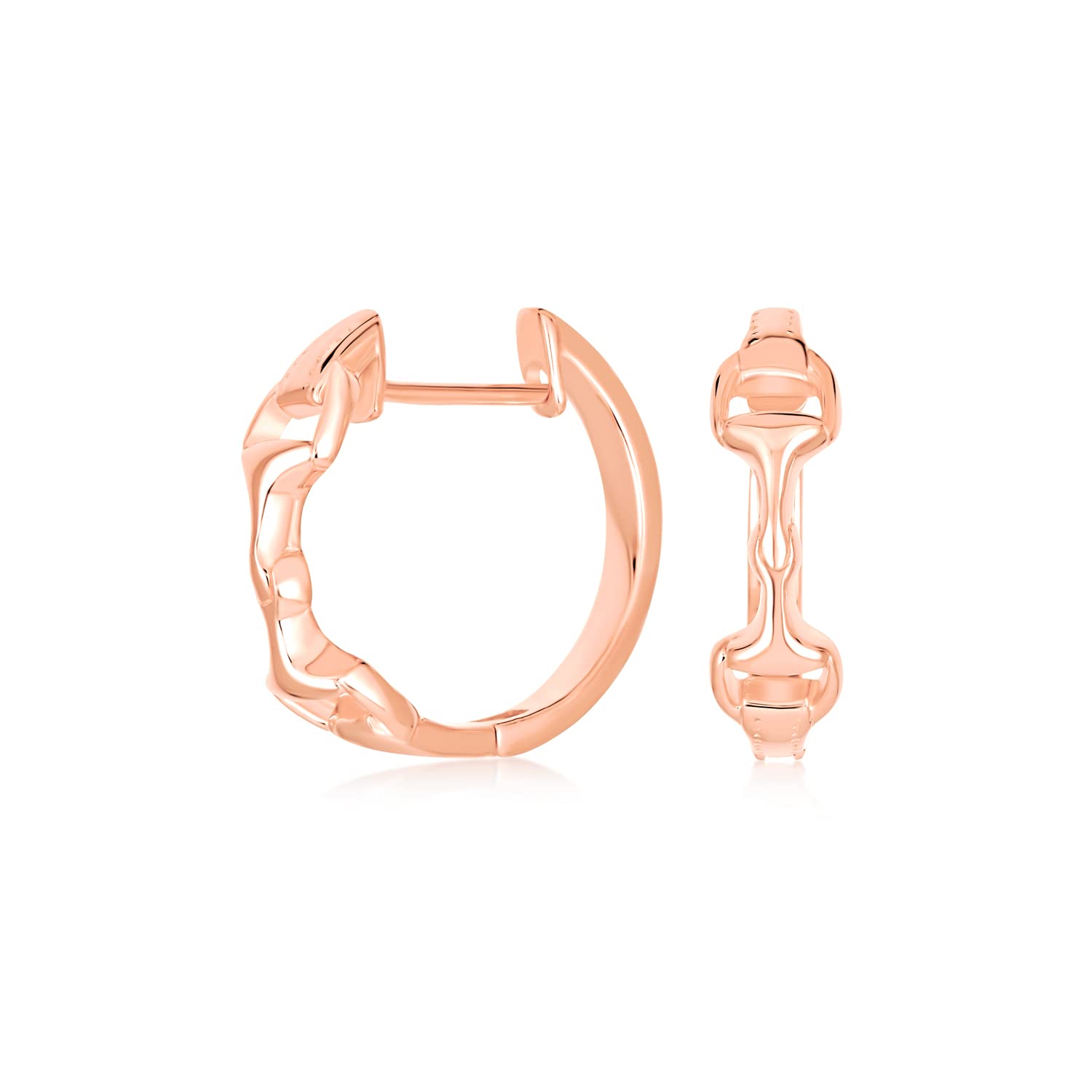 Equestrian Equine Horse Gift Cowgirl Snaffle Horse bit Hoop Earrings Western Jewelry For Women Hinge Pink Rose Gold Plated Polished .925 Sterling Silver .75" Diameter