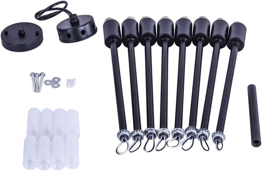 OYI 8 Light Sputnik Chandelier Semi Flush Mount Ceiling Light Modern Pendant Lighting Fixtures Kitchen Hallway Bathroom Bedroom Dining Room Black: Home Improvement