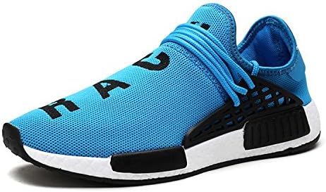 Mens Womens Unisex Lightweight Fashion Sneakers Breathable Lace-up Athletic Sports Shoes Human Race Casual Running Shoes (Women 10.5 D(M) US /Men 9.5 D(M) US, Blue)