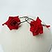 RareLove Vintage Red Rose Flower with Teardrop Beads Dangle Hoop Earrings