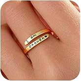 LOVPEPY I am Enough Rings for Women, 925 Sterling Silver Inspirational Mantra Statement Open Ring for Men 14k Gold Plated Faith Over Fear Wrap Encouragement Adjustable Ring to Daughter Birthday Valentine's Day Jewelry Gift