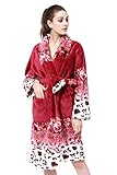 Women's Plush Soft Warm Fleece Bathrobe Household Hotel Kimono Robes With Pocket