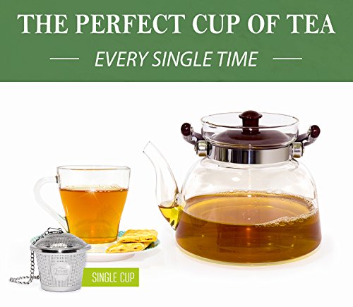 Tea Infuser Set by Chefast (Medium Size) - Combo Kit of 2 Single Cup Infusers & Metal Scoop with Bag Clip - Reusable Stainless Steel Strainers and Steepers for Loose Leaf Teas