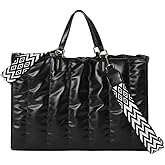 CORIOS Quilted Tote Bag for Women Soft Puffy Handbag PU Leather Shoulder Bag Down Cotton Padded Top Handle Bag Crossbody Bag