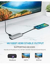 ECOIOU - Hub USB C 9 en 1, adaptador tipo C para HDMI 4K, USB 2.0 3.0 PD, lector de tarjetas SD 3.0, Ethernet, conector de audio, compatible con MacBook, Surface, PixelBook, smartphones USB-C
