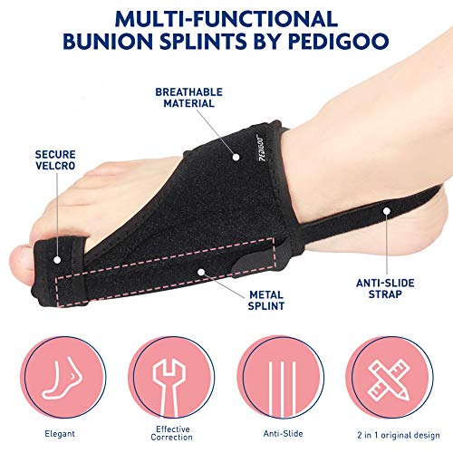2 in 1 Bunion Corrector | Orthopedic Big Toe Straightener | Bunion Relief | 100% Adjustable Bunion Splint | Strong and Gentle Correction | Original Design (1 Pair Splints)