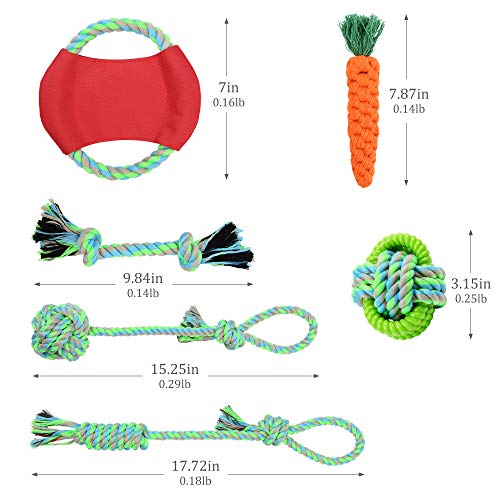 PrimePets Dog Rope Toys for Puppies Small Dogs, Pack of 6, Interactive Tug of War Dog Toys, Durable Dog Chew Toys, Tough Teething Toys Assortment