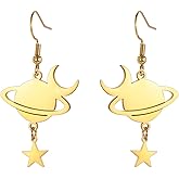 PDOUSELF Galaxy Earrings Celestial Dangle Earrings for Women Moon Star Saturn Dangle Drop Earrings Christmas Jewelry Gift For Women